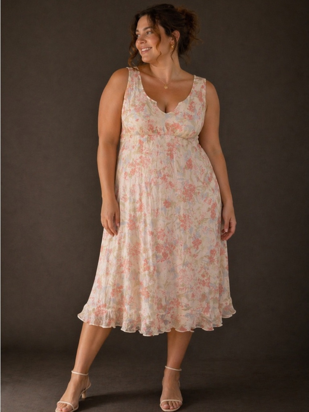 Studio 1940 Cream and Pink Floral Vintage Dress